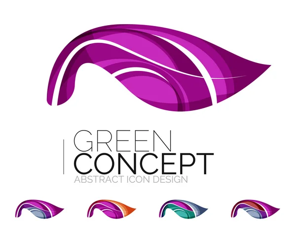 Conjunto de iconos abstractos de plantas ecológicas, logotipo de la empresa naturaleza conceptos verdes, diseño geométrico moderno y limpio — Vector de stock