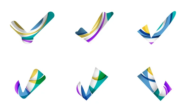 Set van abstracte Ok en tik icons, logo bedrijfsconcepten, schoon moderne geometrisch ontwerp — Stockvector