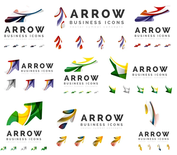 Set of company logotype branding designs, arrow direction concept icons — Stock Vector