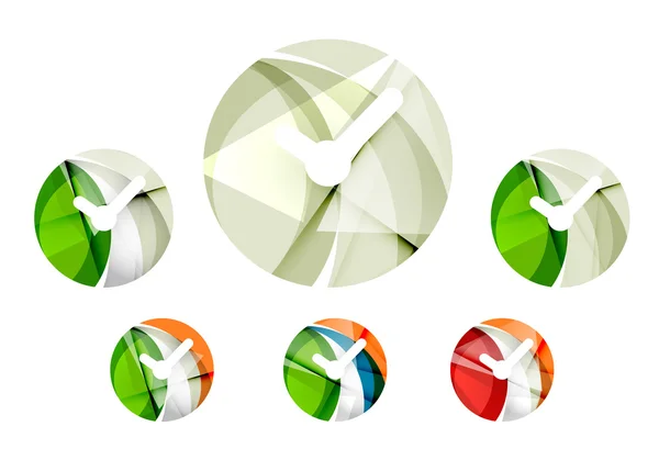 Uppsättning abstrakta klocka ikon, logotype affärsidéer, rena, moderna geometriska design — Stock vektor