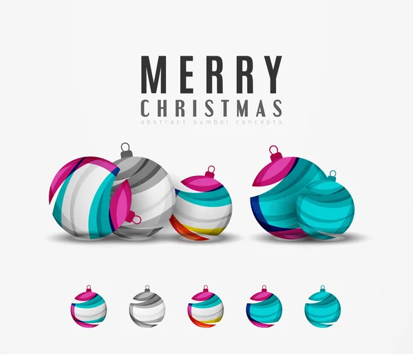 Conjunto de iconos abstractos de la bola de Navidad, conceptos de logotipo de negocios, diseño geométrico moderno limpio — Vector de stock