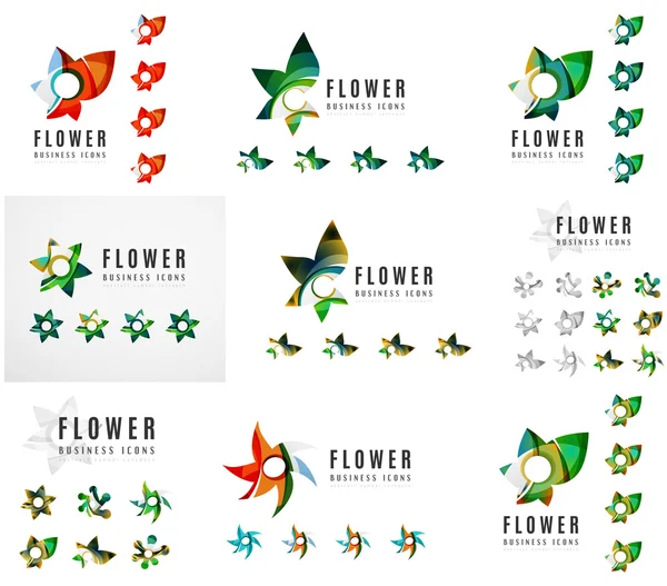 Набір дизайнів брендингу логотипів компанії, іконки концепції квітучих квітів — стоковий вектор