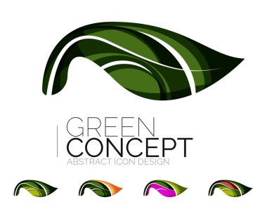 Dizi soyut Eko bitki simgeler, iş logo doğa Yeşil Kavramlar, temiz modern geometrik tasarım