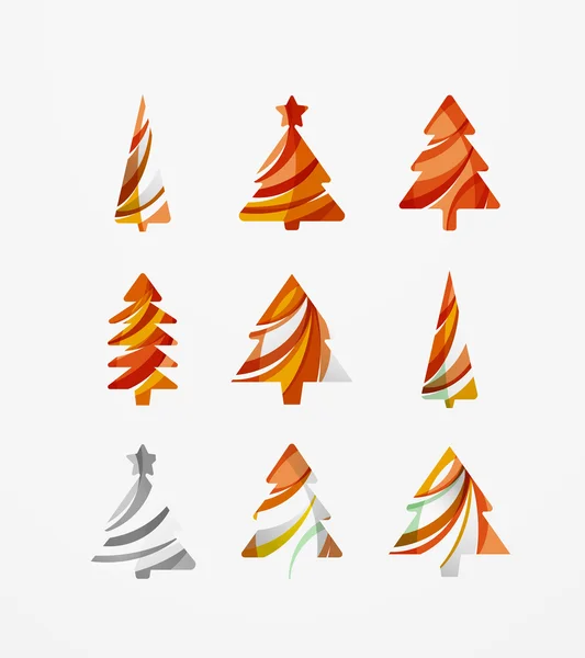 Conjunto de iconos abstractos del árbol de Navidad, conceptos del logotipo del negocio, diseño brillante moderno limpio — Archivo Imágenes Vectoriales