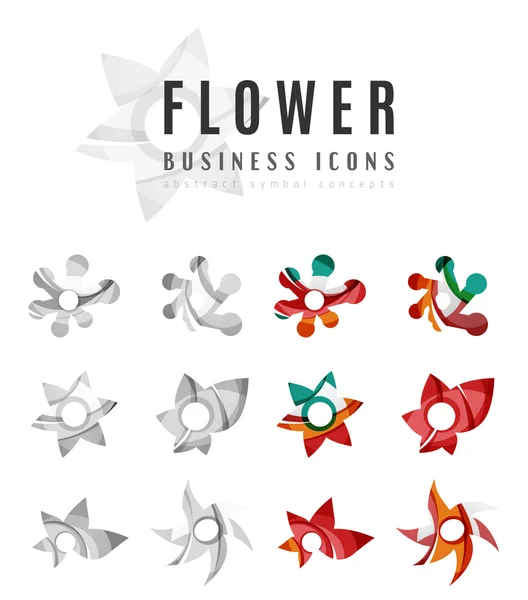 Set de pictograme abstracte de afaceri cu logo-uri de flori — Vector de stoc