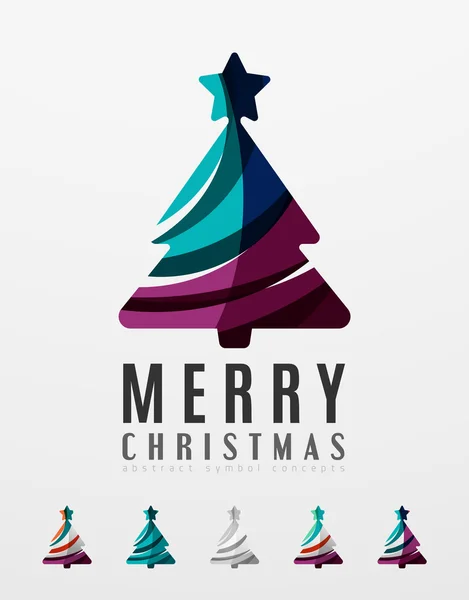 一連の抽象的なクリスマス ツリー アイコン、ロゴのビジネス コンセプト、清潔でモダンな光沢のあるデザイン — ストックベクタ