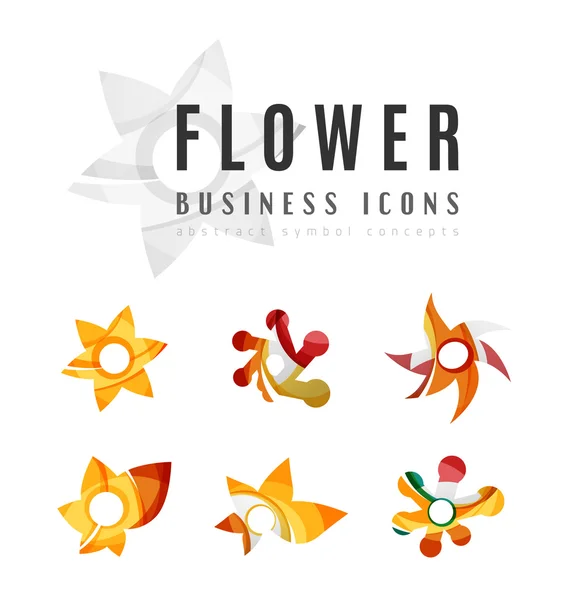 Conjunto de ícones de negócios logotipo flor abstrata — Vetor de Stock