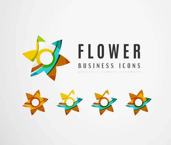 Set van pictogrammen van de bedrijfs van het logo van de abstracte bloem — Stockvector