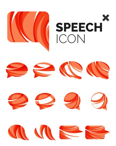 Set di icone astratte a bolle vocali e cloud, concetti di logotipo aziendale, design geometrico moderno e pulito — Vettoriale Stock