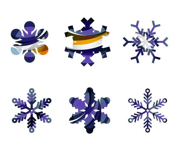 Ensemble d'icônes abstraites colorées de logo de flocon de neige, concepts d'hiver, conception géométrique moderne propre — Image vectorielle