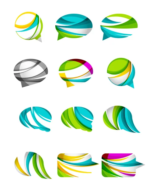 Set van abstracte toespraak bubble en cloud icons, logo bedrijfsconcepten, schoon moderne geometrisch ontwerp — Stockvector