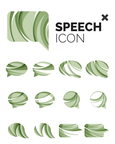 추상적인 연설 거품과 구름 아이콘, 비즈니스 로고 개념, 깨끗 한 현대 기하학적 디자인의 세트 — 스톡 벡터