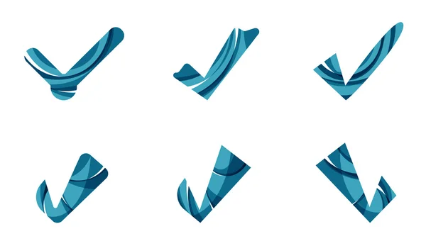 Set van abstracte Ok en tik icons, logo bedrijfsconcepten, schoon moderne geometrisch ontwerp — Stockvector