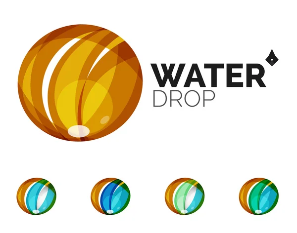 Conjunto de ícones de água ecológica abstrata, logotipo do negócio natureza conceitos verdes, design geométrico moderno limpo —  Vetores de Stock