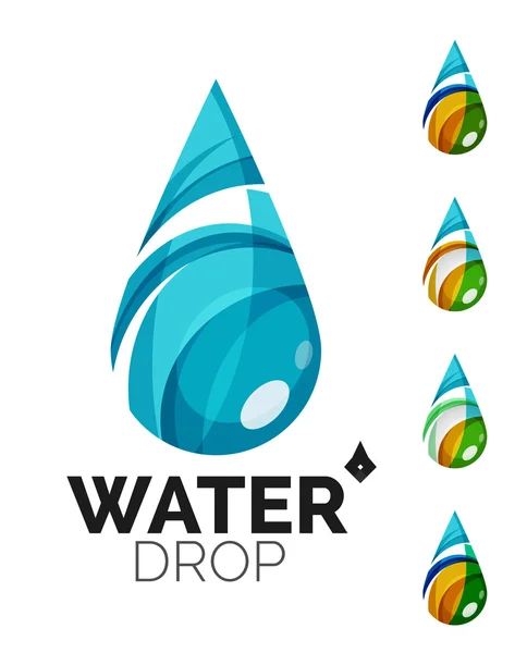 Conjunto de ícones de água ecológica abstrata, logotipo do negócio natureza conceitos verdes, design geométrico moderno limpo — Vetor de Stock