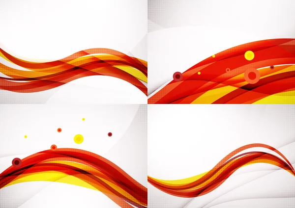 Set van abstracte achtergronden. Elegante kleurrijk ingerichte lijnen en golven met copyspace voor uw bericht — Stockvector