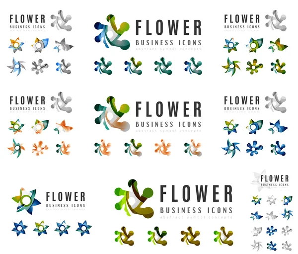 Aantal bedrijf logo ontwerpen, branding bloem bloeien concept pictogrammen — Stockvector