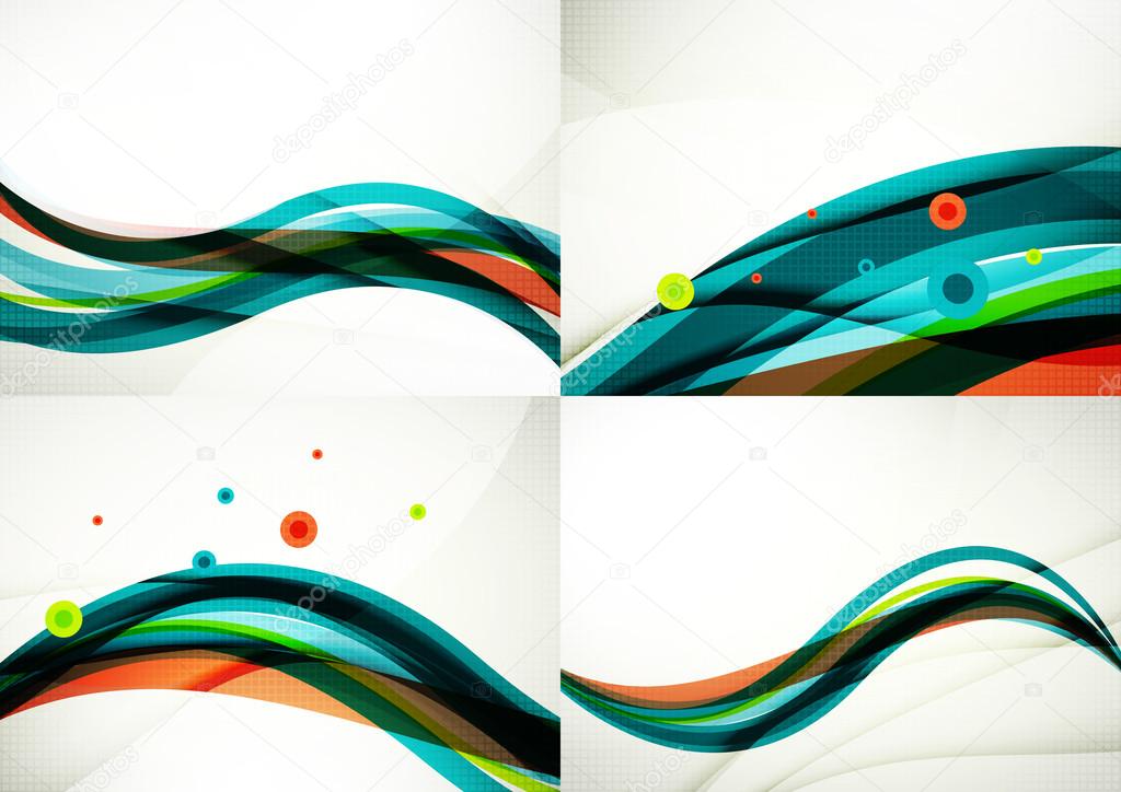 Set of abstract backgrounds. Elegant colorful decorated lines and waves with copyspace for your message