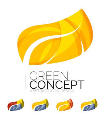 Dizi soyut Eko bitki simgeler, iş logo doğa Yeşil Kavramlar, temiz modern geometrik tasarım