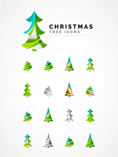 Conjunto de iconos abstractos del árbol de Navidad, conceptos del logotipo del negocio, diseño brillante moderno limpio — Vector de stock