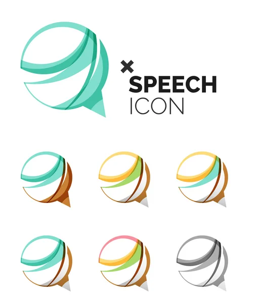 Набір абстрактних мовних бульбашок і хмарних піктограм, концепції бізнес логотипів, чистий сучасний геометричний дизайн — стоковий вектор