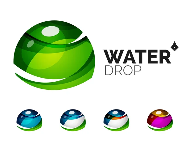 Conjunto de iconos abstractos del agua ecológica, logotipo de la empresa naturaleza conceptos verdes, diseño geométrico moderno limpio — Vector de stock