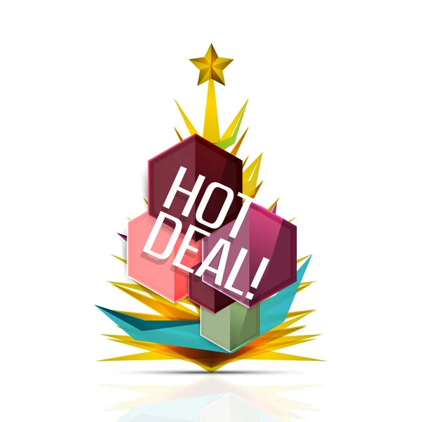 Hot deal sale promotion tags, badges for Christmas and New Year — Stock Vector