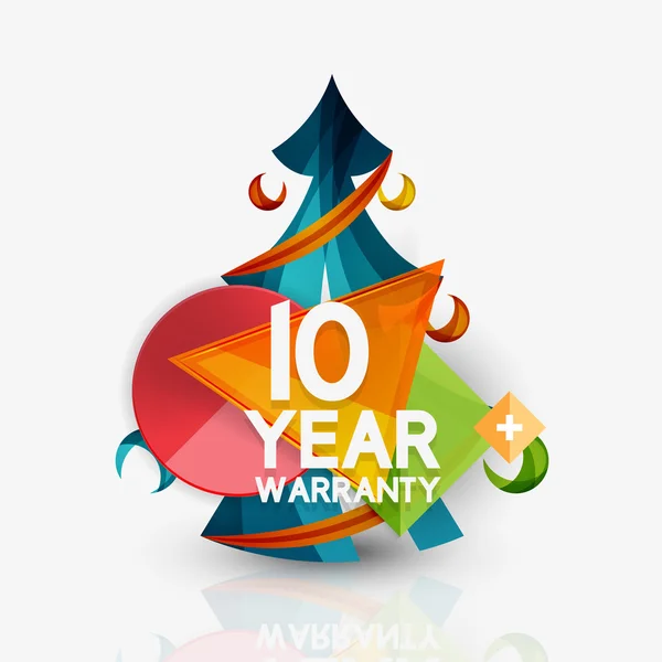 Christmas sale, 10 year warranty label. Holiday tag — Stock Vector