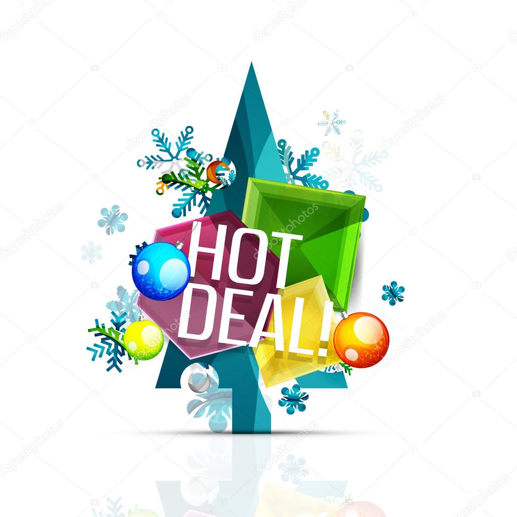Hot deal sale promotion tags, badges for Christmas and New Year