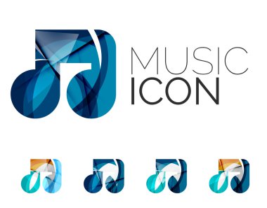Dizi soyut müzik not simgesini, iş logo kavramları, temiz modern geometrik tasarım