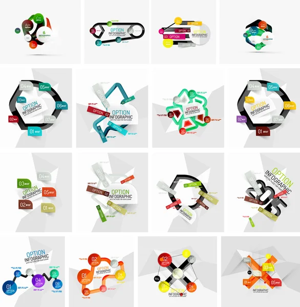 Set di modelli geometrici astratti di banner infografici in carta — Vettoriale Stock