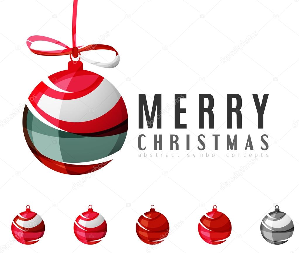 Set of abstract Christmas ball icons, business logo concepts, clean modern geometric design. Created with transparent abstract lines