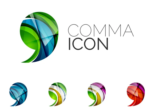 Conjunto de icono de coma abstracto, conceptos de logotipos de negocio, diseño geométrico moderno y limpio — Vector de stock