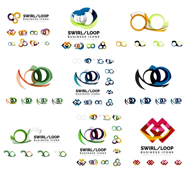 Set of company logotype branding designs, swirl infinity loop concept icons isolated on white — Stock Vector