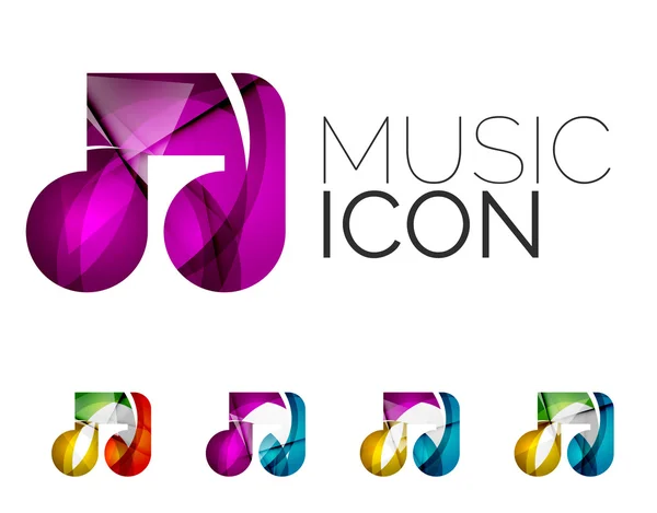 Conjunto de iconos abstractos de notas musicales, conceptos de logotipos empresariales, diseño geométrico moderno y limpio — Archivo Imágenes Vectoriales