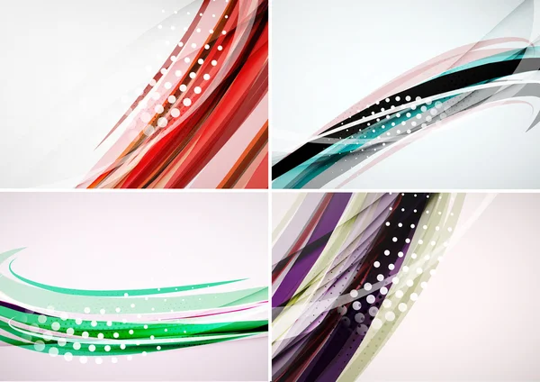 Ensemble de milieux abstraits. Élégantes lignes décorées colorées et vagues avec copyspace pour votre message — Image vectorielle