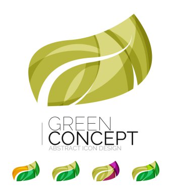 Dizi soyut Eko bitki simgeler, iş logo doğa Yeşil Kavramlar, temiz modern geometrik tasarım