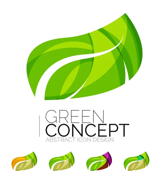 추상적인 에코 식물 아이콘, 비즈니스 로고 자연 녹색 개념, 깨끗 한 현대 기하학적 디자인의 세트 — 스톡 벡터
