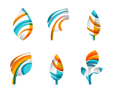 Dizi soyut Eko yaprak simgeler, iş logo doğa kavramları, temiz modern geometrik tasarım