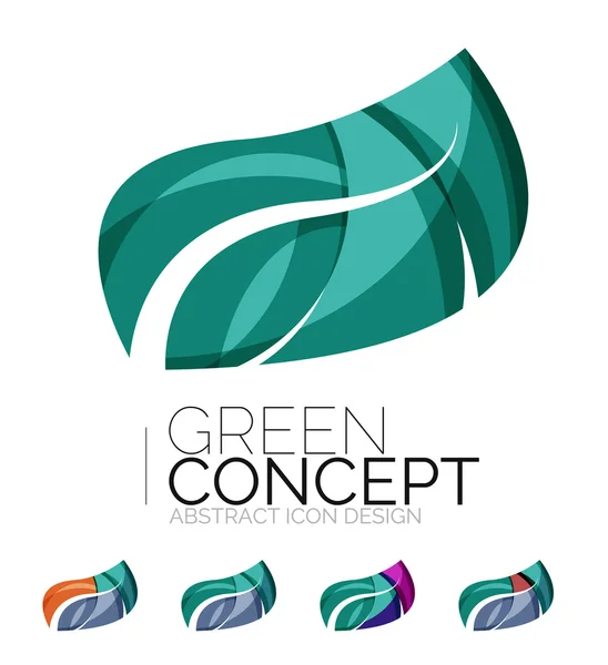 Conjunto de iconos abstractos de plantas ecológicas, logotipo de la empresa naturaleza conceptos verdes, diseño geométrico moderno y limpio — Vector de stock
