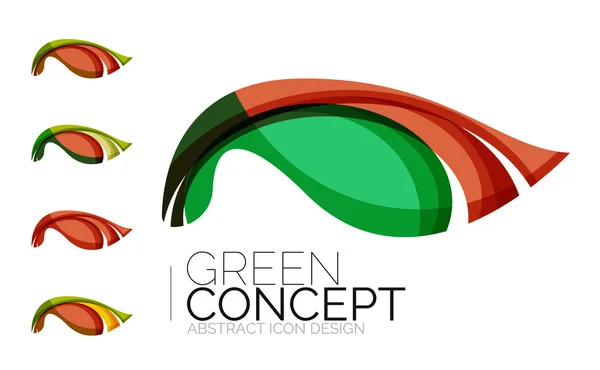 Set van abstracte eco plant icons, logo natuur groene bedrijfsconcepten, schoon moderne geometrisch ontwerp — Stockvector