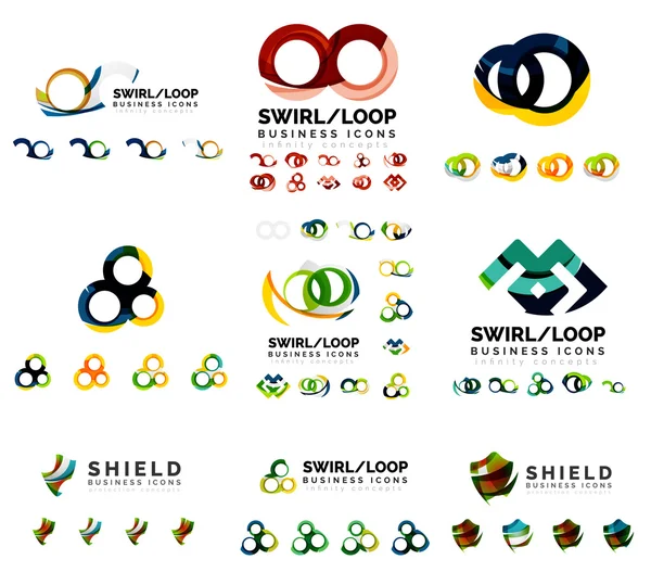 Set of company logotype branding designs, swirl infinity loop concept icons isolated on white — Stock Vector