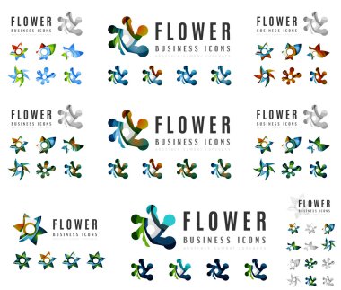 Küme kavramı simgeler çiçek açan çiçek tasarımları, marka şirket logo ve