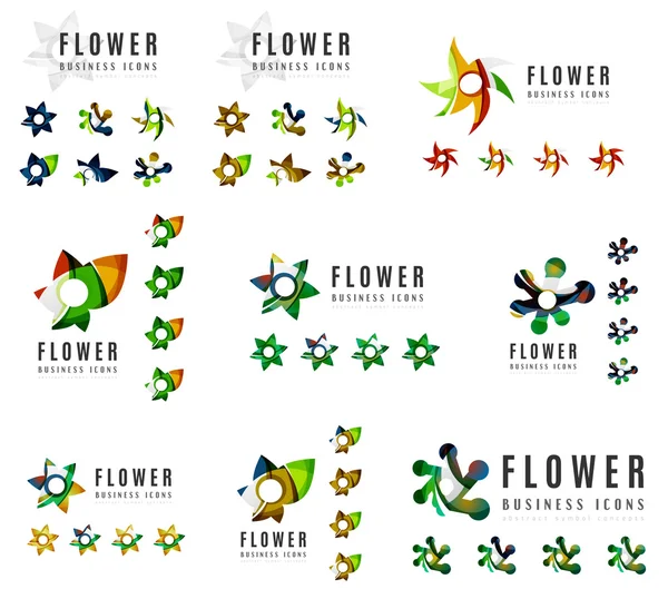 Set of company logotype branding designs, flower blooming concept icons — Stock Vector