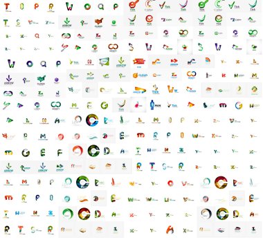 Mega geomeric şirket logoları yazı kümesi