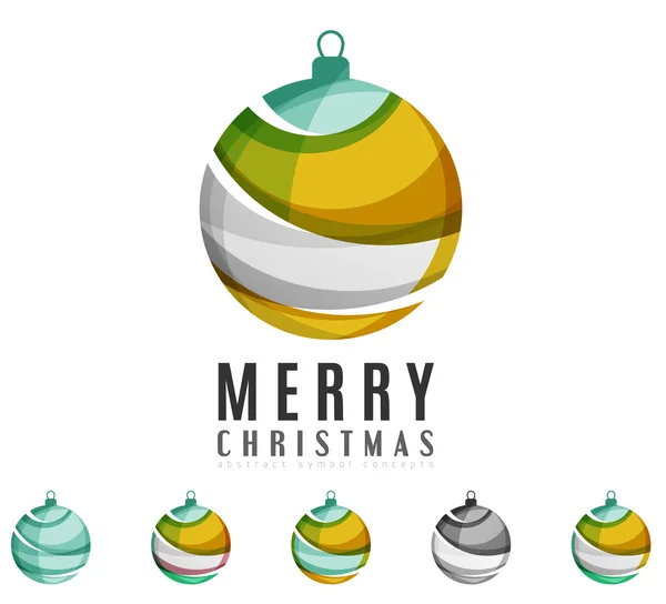 Ensemble d'icônes abstraites de boule de Noël, concepts de logo d'entreprise, design géométrique moderne propre — Image vectorielle