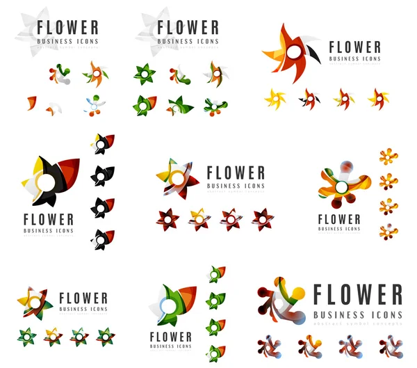 Σύνολο λογότυπο εταιρεία branding σχέδια, λουλούδι ανθοφορία έννοια εικονίδια — Διανυσματικό Αρχείο