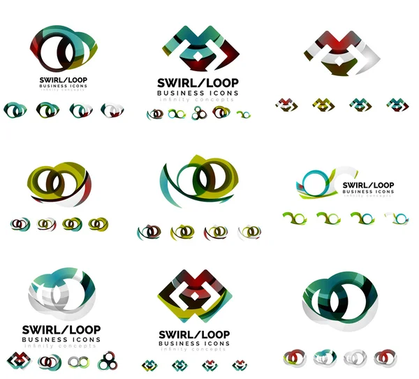 Set of company logotype branding designs, swirl infinity loop concept icons isolated on white — Stock Vector