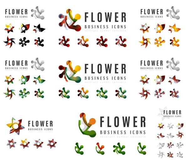 Aantal bedrijf logo ontwerpen, branding bloem bloeien concept pictogrammen — Stockvector