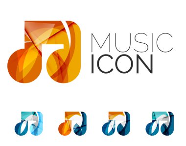 Dizi soyut müzik not simgesini, iş logo kavramları, temiz modern geometrik tasarım